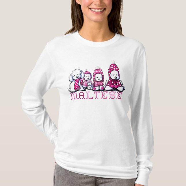 Pink Winter Maltese T-Shirt (Front)