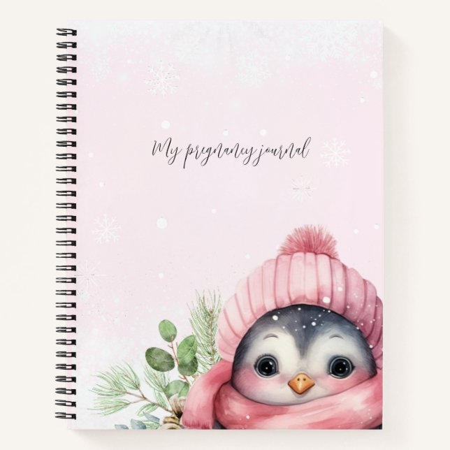 Pink Winter My Pregnancy Penguin Journal (Front)