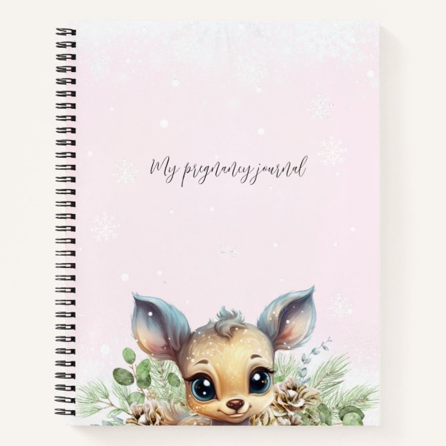Pink Winter My Pregnancy Sweet Little Deer Journal (Front)