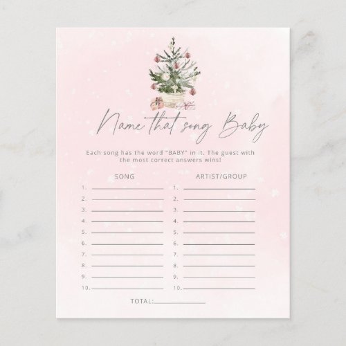 Pink winter Name that song baby shower game