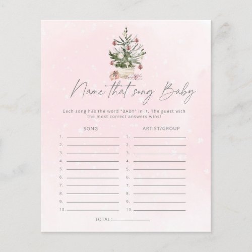 Pink winter Name that song baby shower game