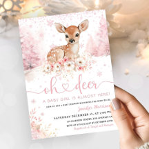 Pink Winter Oh Deer Baby Shower Girl