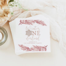 Pink Winter Onderland Napkins, Girl 1st Birthday