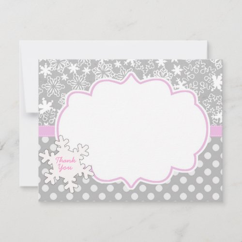 Pink WInter Onderland Wonderland Thank you Card