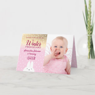 Pink Winter ONEderland 1st Birthday Invitation
