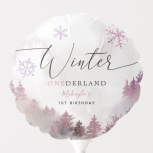 Pink Winter ONEderland 1st Birthday Party Photo Balloon