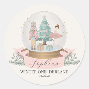 pink winter onederland first birthday favor tag