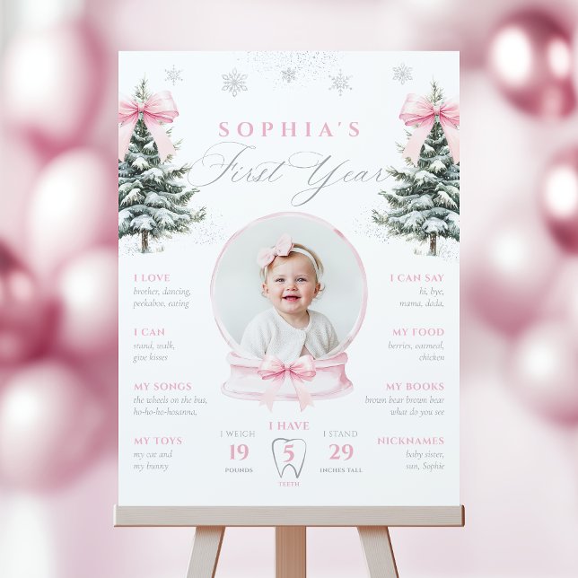 Pink Winter Onederland First Year Milestone Sign (Creator Uploaded)