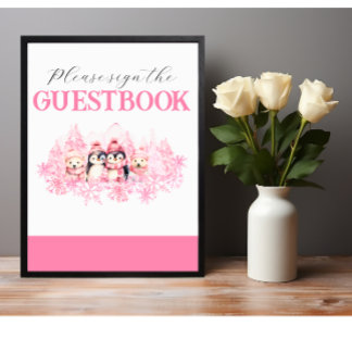 Pink Winter ONEderland Guestbook Sign