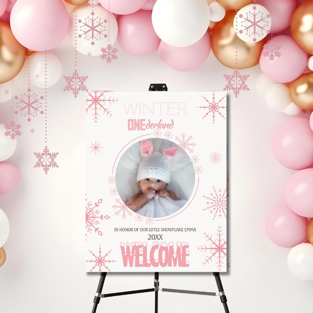 Pink Winter onederland Photo Welcome Sign (Creator Uploaded)
