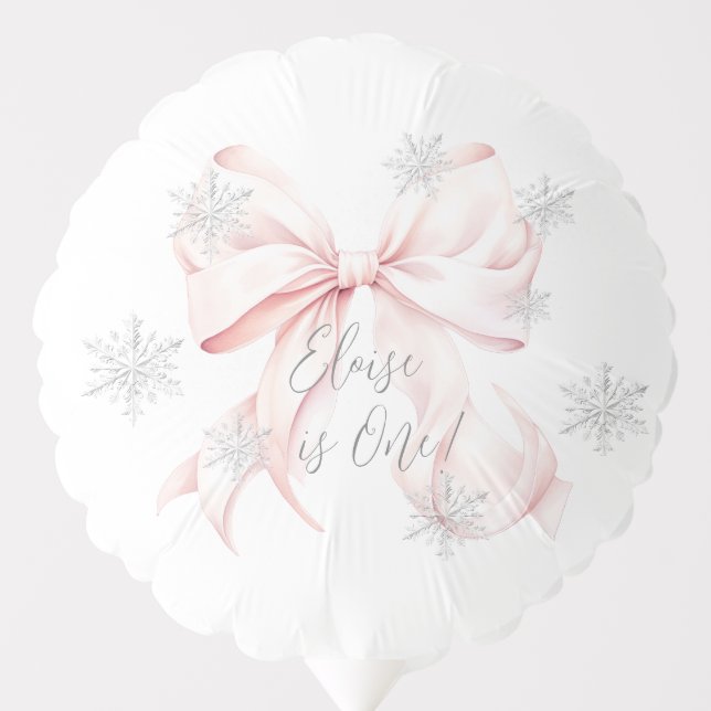 Pink Winter Onederland Silver 1st Birthday Balloon (Front)