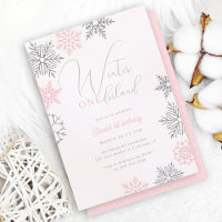 Pink Winter Onederland Silver Glitter 1st Birthday