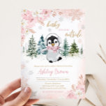 Pink Winter Penguin Baby Shower  Invitation<br><div class="desc">Welcome your little one with our heartwarming Baby It's Cold Outside Baby Shower Invitation Printable. Personalize to share the joy with your loved ones!

BS557</div>