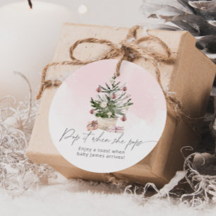 Pink Winter Pop it when she pops baby shower Favor Tags