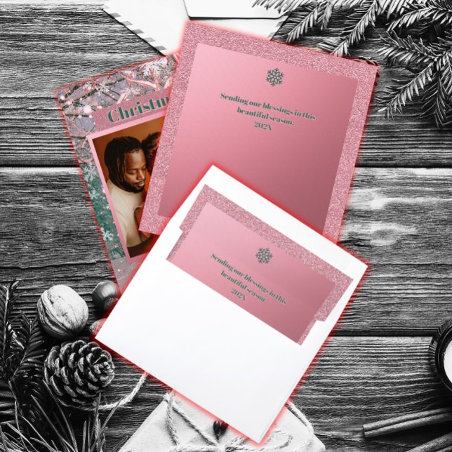 Pink Winter Setting Christmas Blessings Envelope Liner (Creator Uploaded)