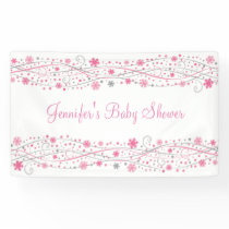 Pink Winter Snowflake Baby Shower Banner