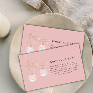 Pink Winter Snowflake Baby Shower Books for Baby Enclosure Card