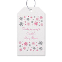 Pink Winter Snowflake Baby Shower Gift Tags