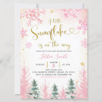 Pink Winter Snowflake Baby Shower Invitation