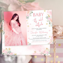 Pink winter snowflake baby shower photo invitation