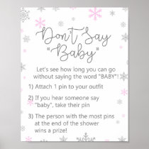Pink Winter Snowflake Baby Shower Sign