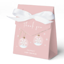 Pink Winter Snowflake Ornament Baby Shower  Favor Boxes