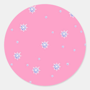 Pink Winter Snowflakes Classic Round Sticker