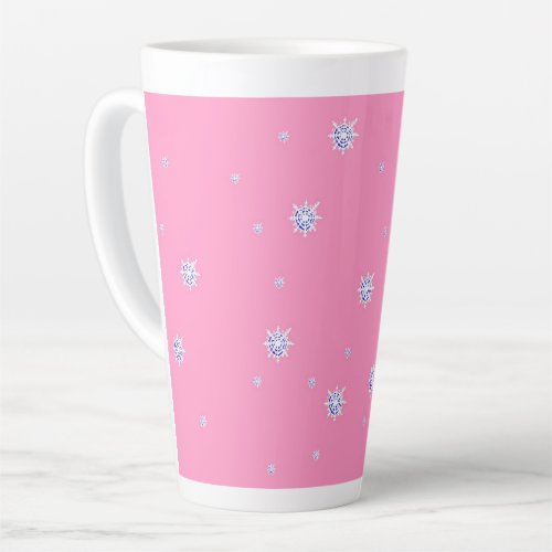 Pink Winter Snowflakes   Latte Mug
