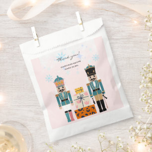 Pink Winter Snowflakes Nutcracker Baby Shower Favor Bag