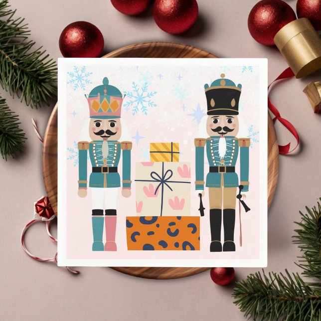 Pink Winter Snowflakes Nutcracker Baby Shower Napkins (Creator Uploaded)