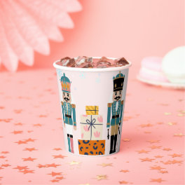 Pink Winter Snowflakes Nutcracker Baby Shower Paper Cups