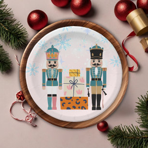 Pink Winter Snowflakes Nutcracker Baby Shower Paper Plates