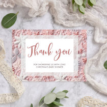 Pink Winter Snowflakes Thank You Card