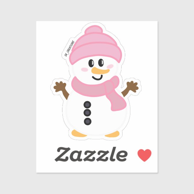 Pink Winter Snowman Sticker (Sheet)