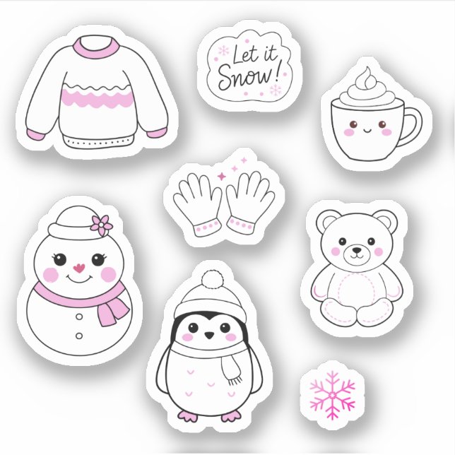 Pink winter Stickers Pack (Front)