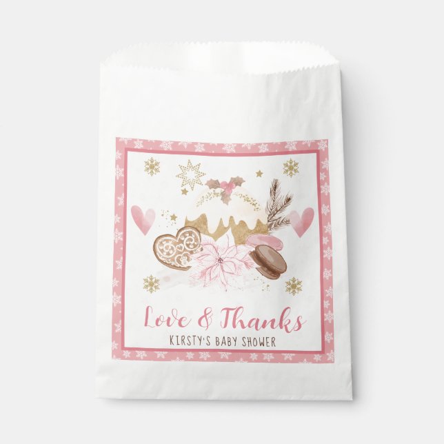 Pink Winter Sweets Baby Shower Favor Bag (Front)