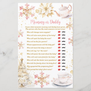 Pink Winter Tea Party Baby Shower Mommy or Daddy