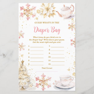 Pink Winter Tea Party What's in Diaper Bag Game