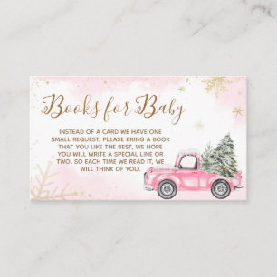 Pink Winter Truck Baby Shower Books for Baby Enclosure Card