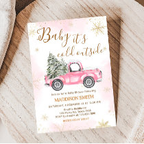 Pink Winter Truck Baby Shower  Invitation