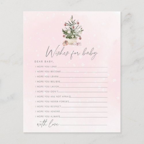 Pink winter wishes for baby card