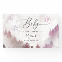 Pink Winter Wonderland Baby Shower Banner