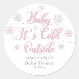 Pink Winter Wonderland Baby Shower Favor Classic Round Sticker
