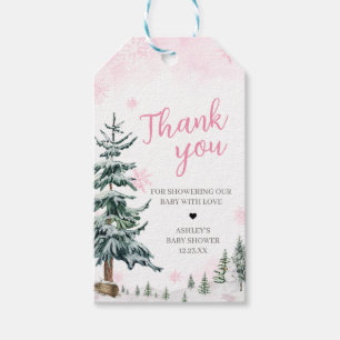 Pink Winter Wonderland Baby Shower Favor Tags