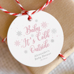 Pink Winter Wonderland Baby Shower Favor Tags