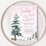 Pink Winter Wonderland Baby Shower Invitation<br><div class="desc">Welcome your little one with our heartwarming Baby It's Cold Outside Baby Shower Invitation Printable. Personalize to share the joy with your loved ones!

BS544</div>