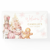 Pink Winter Wonderland Baby Shower Welcome Banner