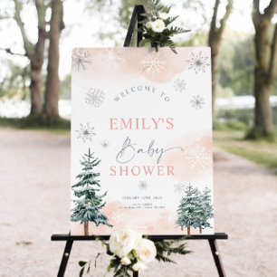 Pink Winter Wonderland Baby Shower Welcome Sign