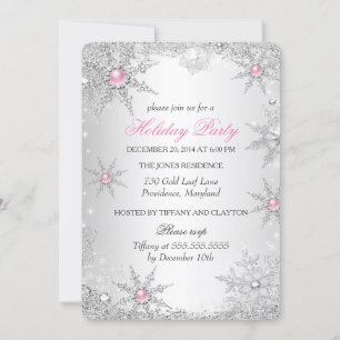 Pink Winter Wonderland Christmas Holiday Party 4a Invitation