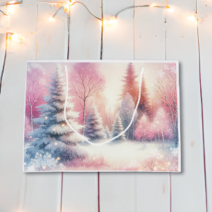 Pink Winter Wonderland Christmas Large Gift Bag